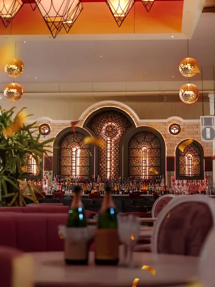 My mansion dressed up for a celebration. The golden disco balls and champagne bottles signal a night of unforgettable moments. This is the backdrop for your new beginnings and cherished memories.