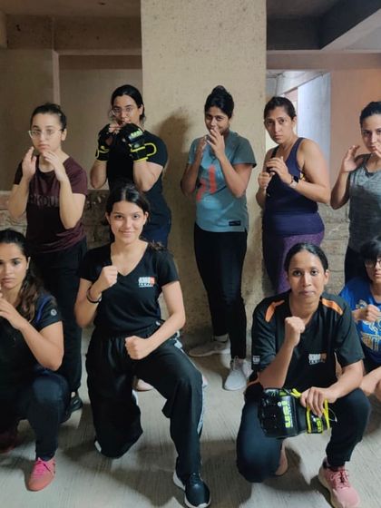 Our women's class at the Khar, Mumbai location. This is a dedicated space for women to train together, build strength, and master practical self-defense techniques.