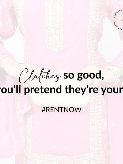 Our clutches are so good, you'll want to pretend they're yours. And for a few days, they can be. This graphic captures the fun and freedom of renting the perfect accessory.