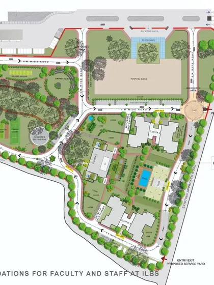This master plan for a residential community in Delhi demonstrates our approach to urban planning. Our primary goals were to preserve existing trees, create expansive green zones, and design a layout that prioritizes residents' well-being and community interaction.
