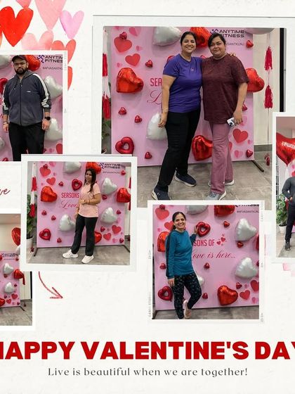 A collage from our Valentine's Day celebration, where we shared the love of fitness with special offers for partners.