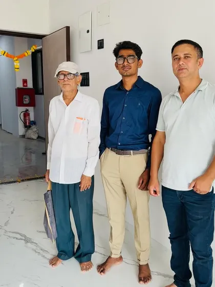 A photo with the client and his family at the start of a new project. Building a good relationship is as important as building a beautiful home.