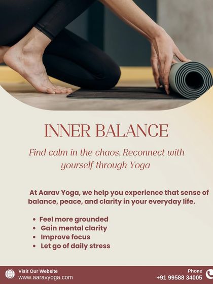 This visual represents the journey to finding inner balance. It highlights the benefits of our practice, including feeling more grounded, gaining mental clarity, and letting go of daily stress.