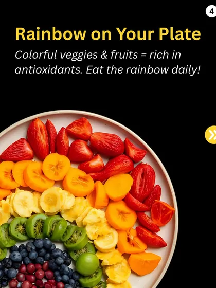 Anti-inflammation Hack: Eat the rainbow. Colorful fruits and vegetables are rich in antioxidants that fight inflammation. Aim to get a variety of colors on your plate daily.