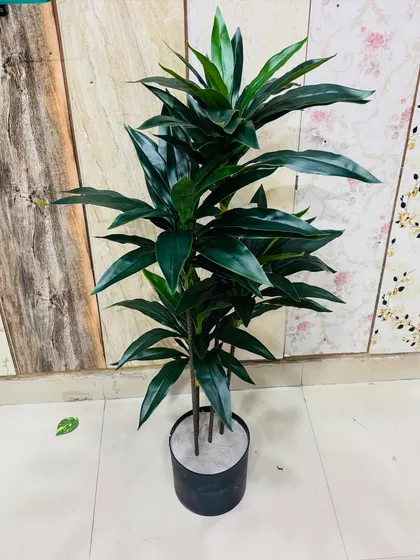 A tall, dark green artificial Dracaena plant, offering a sleek and modern look for corporate or residential interiors.