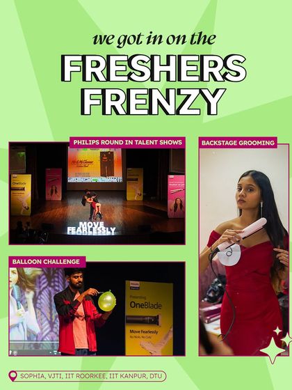 During the "Freshers Frenzy," we integrated Philips into campus talent shows. We provided backstage grooming for participants and held on-stage challenges, placing the brand at the center of key student events.