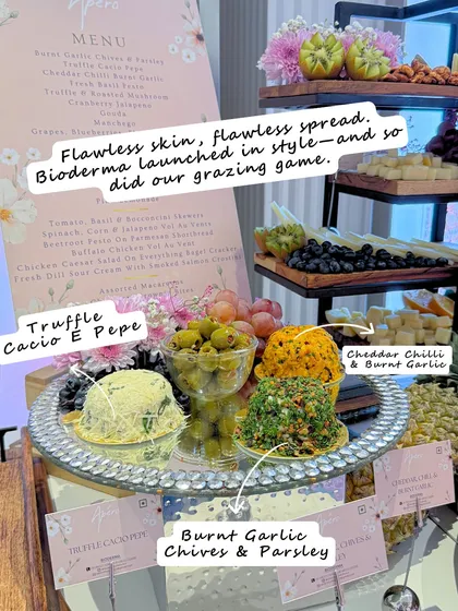 We love collaborating with brands to create unforgettable events. This was for a beautiful pink-themed launch with Bioderma, where our grazing table became the centerpiece, featuring our signature cheese domes like Truffle Cacio E Pepe and Burnt Garlic Chives & Parsley.