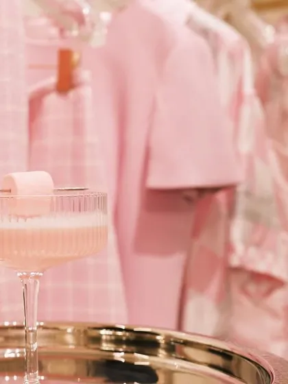 A pale pink cocktail designed to match the Versace collection. We believe the drink menu is just as important as the food in creating a fully immersive brand experience.