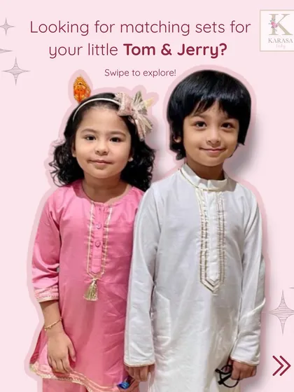For all the little Tom and Jerry pairs out there, I design brother-sister sets that are as full of personality as they are. This is how I help you coordinate their look for Rakhi or any occasion, celebrating their unique, chaotic, and loving bond.