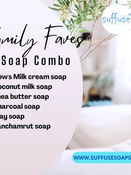 My "Family Faves" Soap Combo features gentle, nourishing, and universally loved soaps like Cow's Milk, Shea Butter, Charcoal, and my special Panchamrut soap.