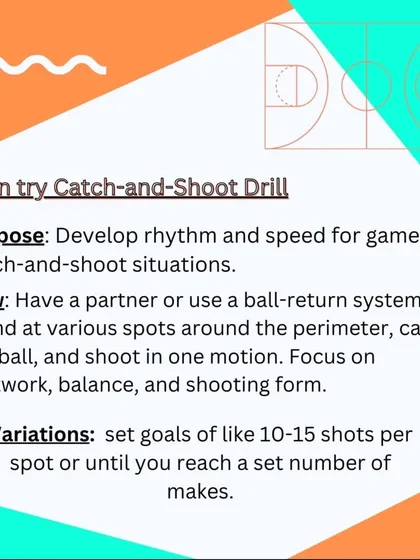 Ready for the next level? The Catch-and-Shoot Drill develops rhythm and speed, preparing players for game-like situations where quick shots are essential.