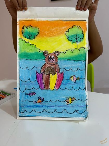 This wonderful artwork of a bear in a boat was created by one of my nursery-aged students. It’s proof that you can start creating at any age.