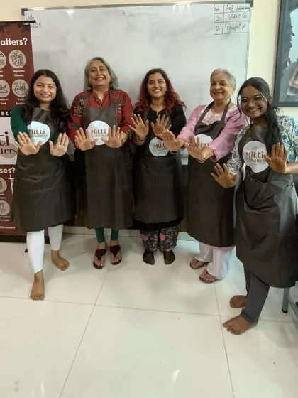 A happy group from one of our indoor workshops. We are all about creating a welcoming space for people to come together and create.