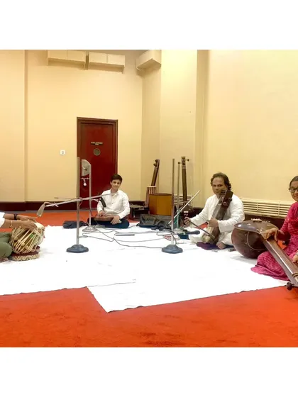 A recording session for the National Programme of Akashvani, All India Radio, with Sarangi Maestro Janab Sarwar Hussain Khan bhaiya.