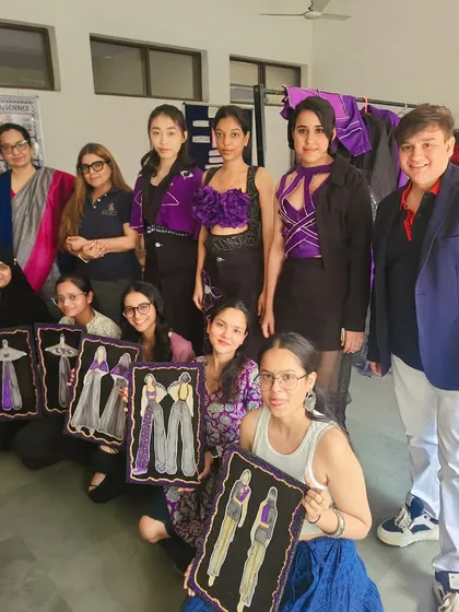 There is nothing more rewarding than seeing my students' creativity come to life. Here, I am with a talented group at Janki Devi Vocational Centre, reviewing their final portfolios. My mentorship focuses on developing their technical skills and a strong, marketable design aesthetic.