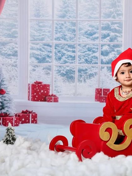 Our mini Santa is ready for Christmas. This festive setup features a sleigh, snowy trees, and a mailbox for letters to the North Pole.