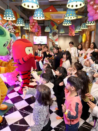 The energy is contagious when Tinga Dojo and Popsy lead a dance party. We make sure every child is part of the fun, creating a lively atmosphere for all our group events.