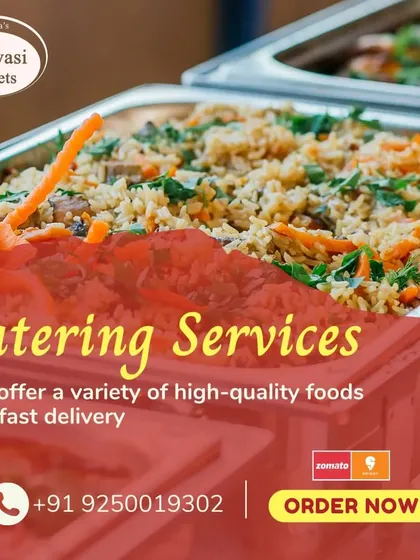 I offer a variety of high-quality foods, like this vegetable biryani, and ensure fast delivery for all catering orders.