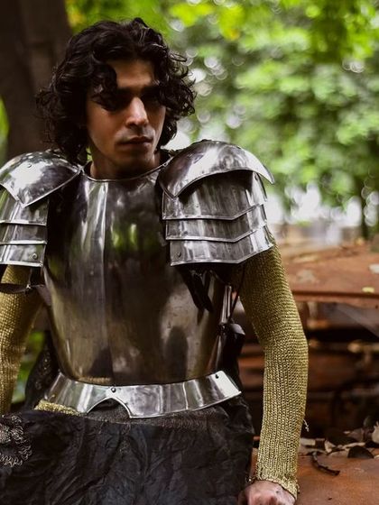 A modern knight on a rusty old car. This series was all about creative play and seeing where an impromptu idea could take us.