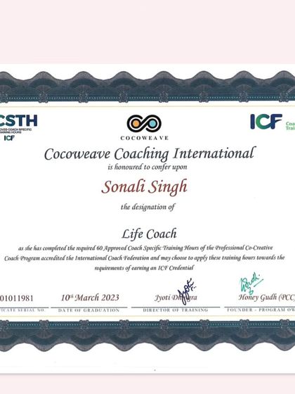 I am proud to be a certified Life Coach, accredited by the International Coach Federation (ICF). This certification represents my commitment to helping people through a unique, result-oriented process.