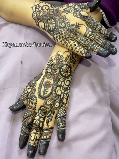 Another angle of the intricate Pakistani henna design. The level of detail requires a very steady hand and a lot of patience.