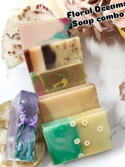 The "Floral Dreams" soap combo, a collection of six soaps with beautiful floral designs and scents. Perfect for anyone who loves the fragrance of a blooming garden.