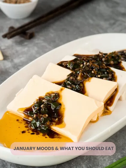 January moods and what you should eat. My silken tofu carpaccio is a light yet satisfying option.