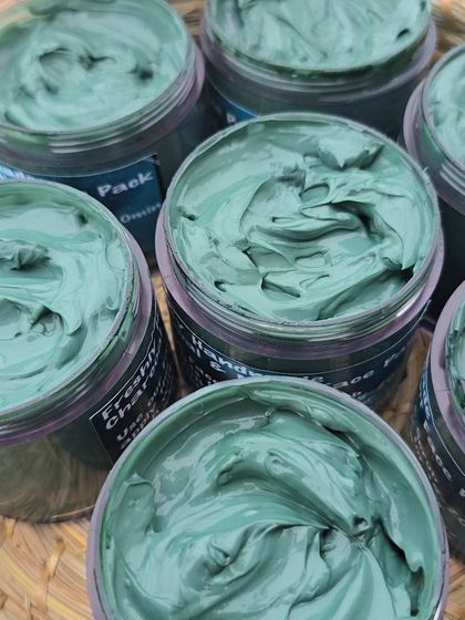 Another angle showing the creamy swirls in my Charcoal Face Pack. It's a treat for your skin.