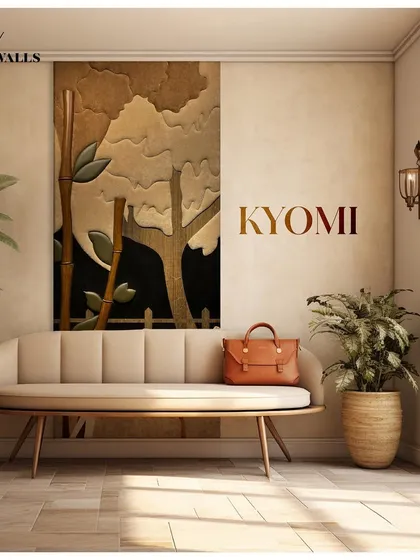 Inspired by nature, our "Kyomi" wall panel uses layered materials to depict a serene bamboo and tree landscape. This piece brings an earthy, organic warmth to an entryway, turning a simple wall into a piece of narrative art.
