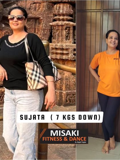 Sujata is celebrating being 7 kgs down. Her hard work in our classes and dedication to her diet plan have paid off beautifully.