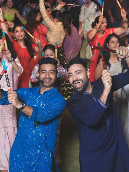 The RJs from Radio City join me on the dance floor during the 'City Dandiya Raas' in Karnal. The energy was infectious.