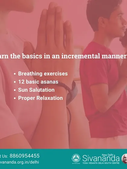 We teach the fundamentals incrementally, ensuring you grasp each element before moving on. This includes proper breathing, the 12 basic asanas, Sun Salutation, and relaxation.