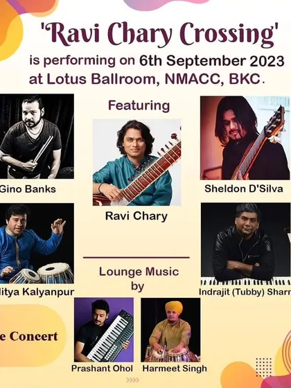 An announcement for a private concert with 'Ravi Chary Crossing' at the NMACC. I was featured on lounge music, providing a rhythmic ambiance with tabla and keys.