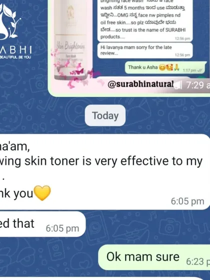 A lovely message from a happy customer who found our Glowing Skin Toner to be very effective. We love hearing that our products are making a difference for your skin.