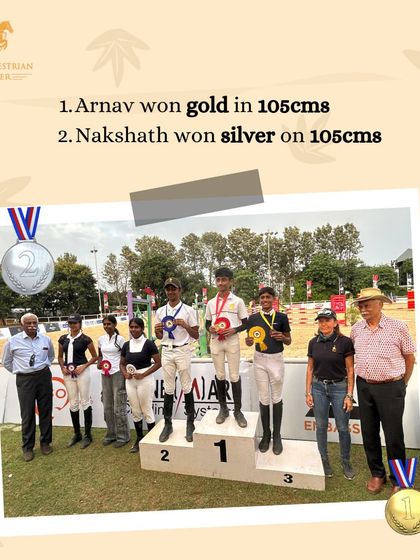 Another shot of our riders Arnav and Nakshath with their gold and silver medals at the EPL. Consistent top performance is our goal.