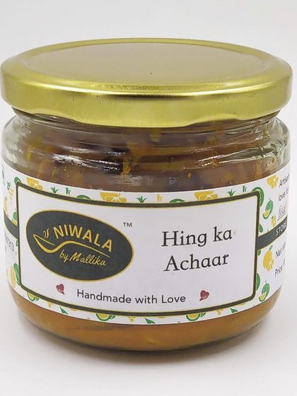 My Hing ka Achaar is simple, healthy, and delicious. It's made with raw mango, asafoetida, and very few spices, and importantly, it has no oil. It’s very good for digestion.