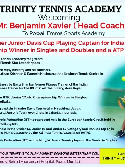 Meet our Head Coach, Benjamin Xavier, a former Junior Davis Cup Captain for India. His experience training with legends and competing at an ATP level brings world-class expertise to our courts in Powai.