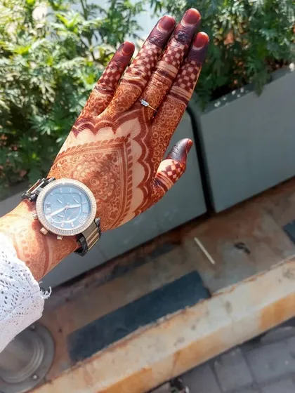 A different angle of this amazing stain, showing how the color looks rich and even from the palm to the wrist.