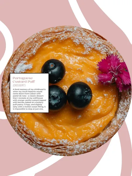 The Portuguese Custard Puff, a sweet and salty dessert Puffizza that is impossible to resist.