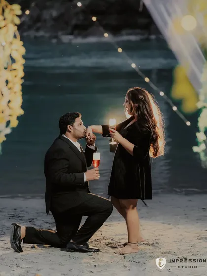 As dusk settled, we created a world just for them. A simple proposal scene, lit by the warm glow of a candle and the promise in his eyes. I believe in crafting these stylized moments that feel like a scene from your own personal movie.
