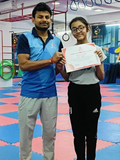 This student has earned her proficiency award, a testament to her hard work and dedication.