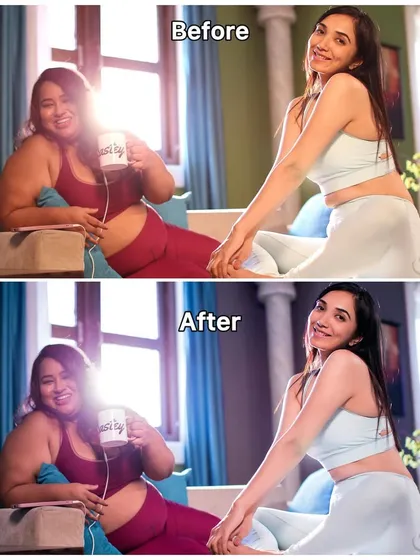 Before and after: A composite image where I combined two separate photos into one cohesive scene, along with color grading to make them match perfectly.