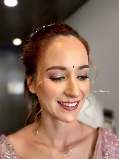 A beautiful, happy smile from my client. The makeup is soft and natural, perfect for a daytime wedding event.
