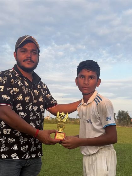 Presenting the Man of the Match trophy to Ishant Jha for his all round performance. We make sure to recognize and reward every great effort on the field.