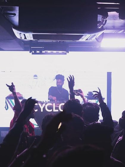 The crowd's hands are up for my set at Cyclone in Nagpur.