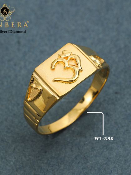 This classic men's signet ring features the sacred 'Om' symbol in polished 22K gold. With a substantial weight of 5.98 grams, it is a piece of grace and spiritual significance.