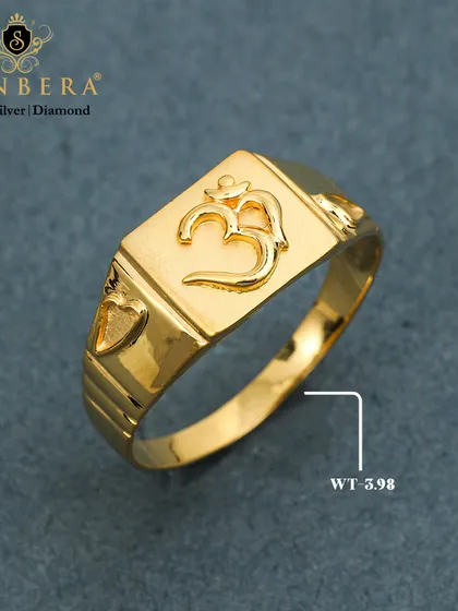 This classic men's signet ring features the sacred 'Om' symbol in polished 22K gold. With a substantial weight of 5.98 grams, it is a piece of grace and spiritual significance.