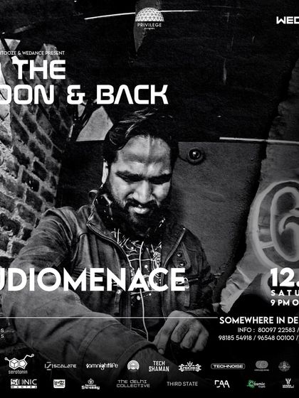 My artist flyer for the 'To The Moon & Back' event. These underground, open-air techno parties have a unique, raw energy that I love.