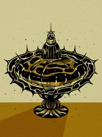 A wide, spiky bowl-like perfume bottle from the 'Herfumes' series.