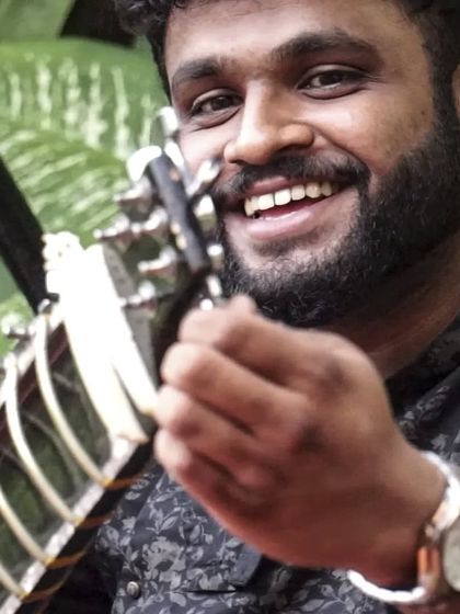 A close-up shot with a big smile. I believe the joy I feel when I play is something the audience can feel too.